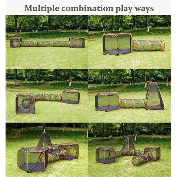 6-in-1 Cat Tent with Cat Tunnel for Indoor and Outdoor, Portable Cat Playpen - Picture 9 of 12